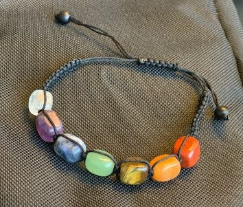 Seven Chakras Bracelet, Durable, Adjustable, 100% Natural Stones