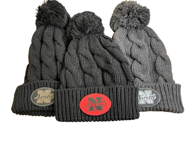 Chunk Twist Cuffed BLACK Beanie Hat with NORTH Logo Patch