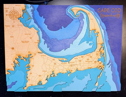 CAPE COD MAP - layered Wood