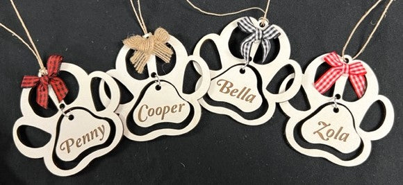 Custom Name Paw Print Ornament gift for all occasion