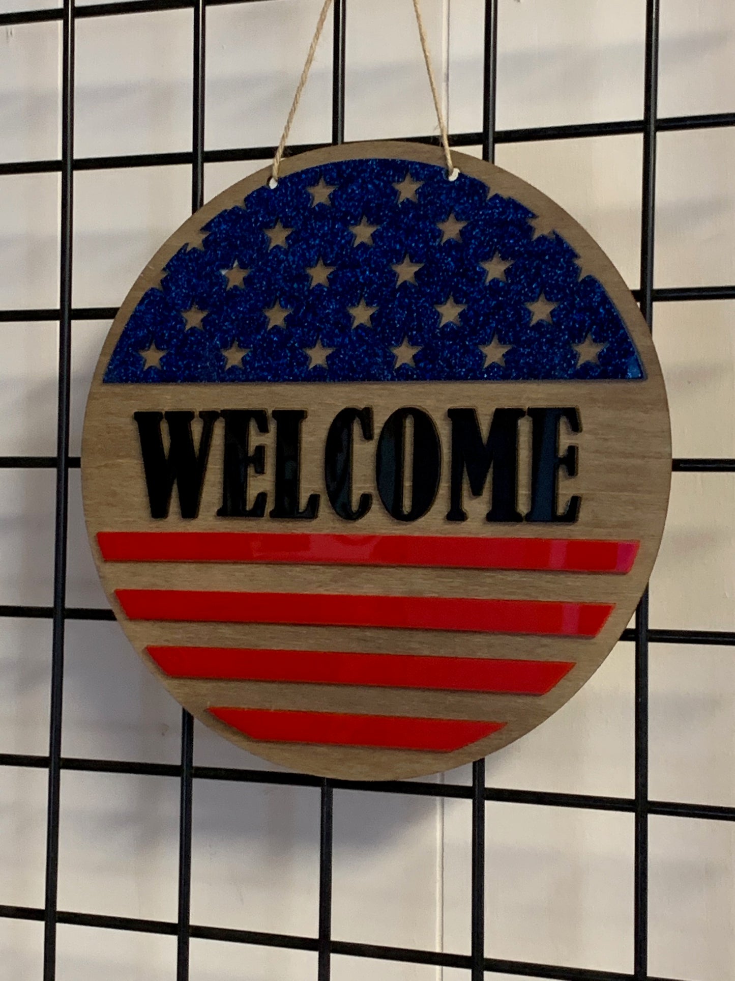 Welcome Hanging Circle Flag Sign