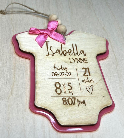 Baby Birth Announcement Onesie Sign