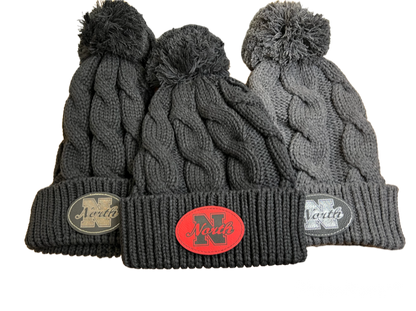 Chunk Twist Cuffed GREY HEATHER Beanie Hat with NORTH Logo Patch