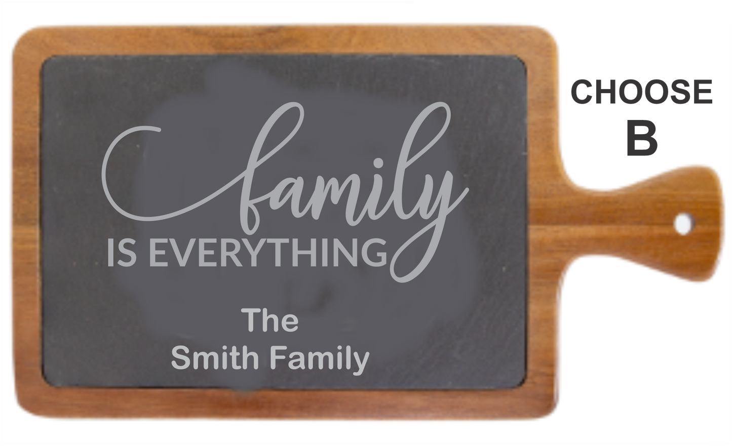 CUSTOM Engraved CUTTING BOARD 13.25" x 7" Acacia Wood/Slate Cutting Board