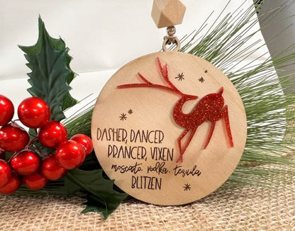 Dasher, Dancer, Prancer... Layered Ornament Decoration or Gift for anyone