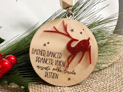 Dasher, Dancer, Prancer... Layered Ornament Decoration or Gift for anyone