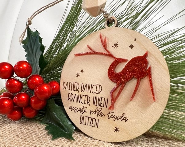 Dasher, Dancer, Prancer... Layered Ornament Decoration or Gift for anyone