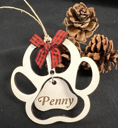 Custom Name Paw Print Ornament gift for all occasion