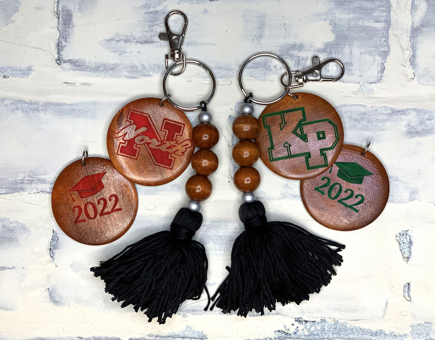 Wooden Beads Tassel Keychain - North Attleboro High School - King Philip High School Graduation