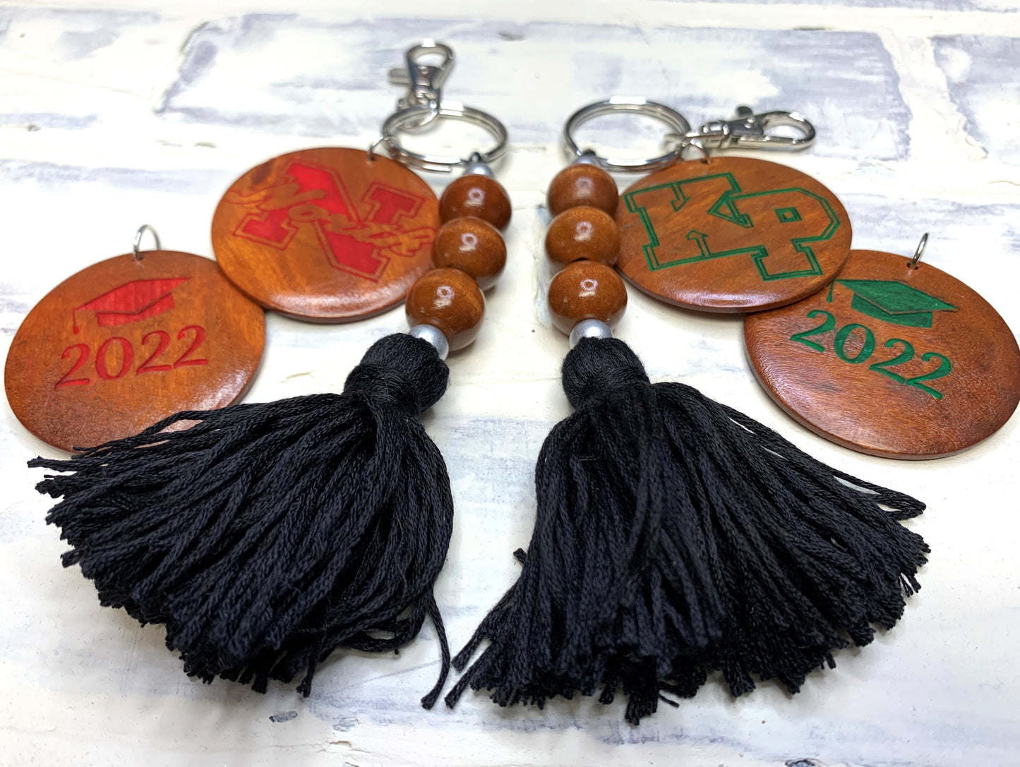 Wooden Beads Tassel Keychain - North Attleboro High School - King Philip High School Graduation