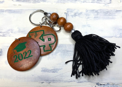 Wooden Beads Tassel Keychain - North Attleboro High School - King Philip High School Graduation