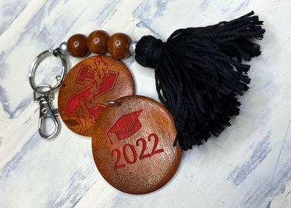 Wooden Beads Tassel Keychain - North Attleboro High School - King Philip High School Graduation